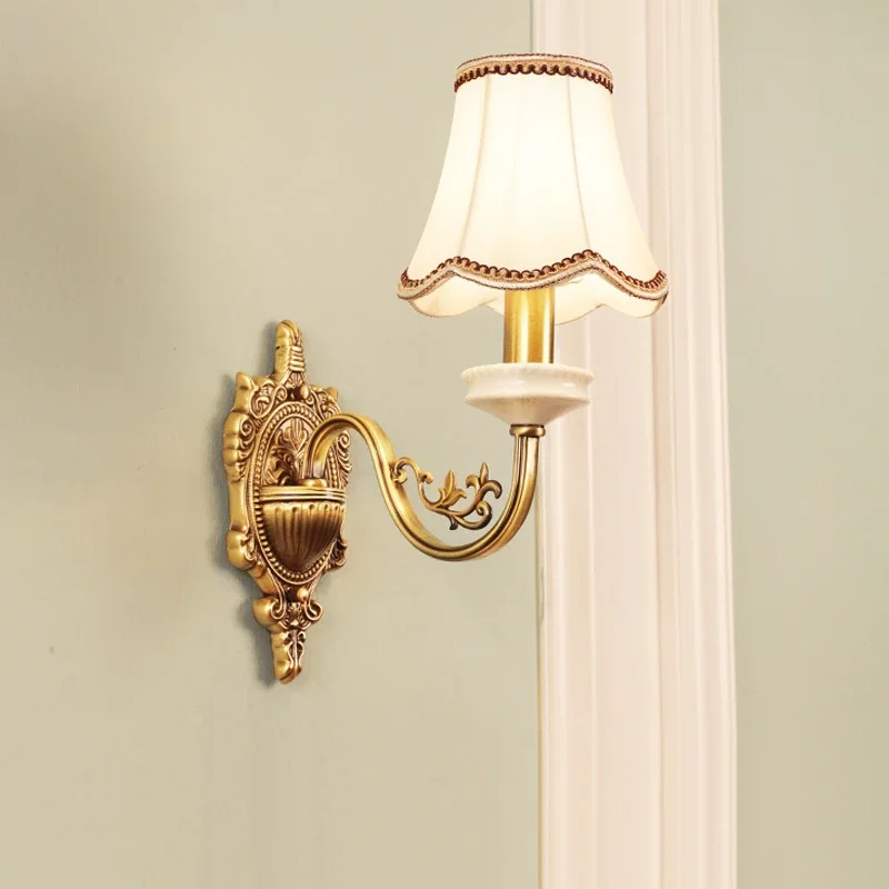 Wall lamp all-copper American bedroom  bedside aisle balcony door  Nordic simple  light
