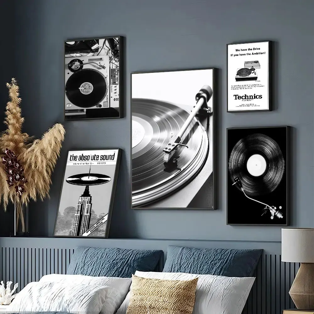 Vintage Music Vinyl Record Poster Canvas Print Painting Record Player Wall Art Bedroom Study Studio Living Room Home Decorati