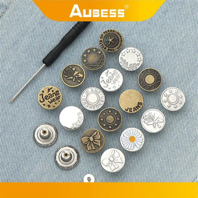 Botones de Jeans no magnéticos, hebillas de pantalones sin oxidación, clavos de tornillo desmontables, botones de Jean extraíbles, accesorios de costura reutilizables