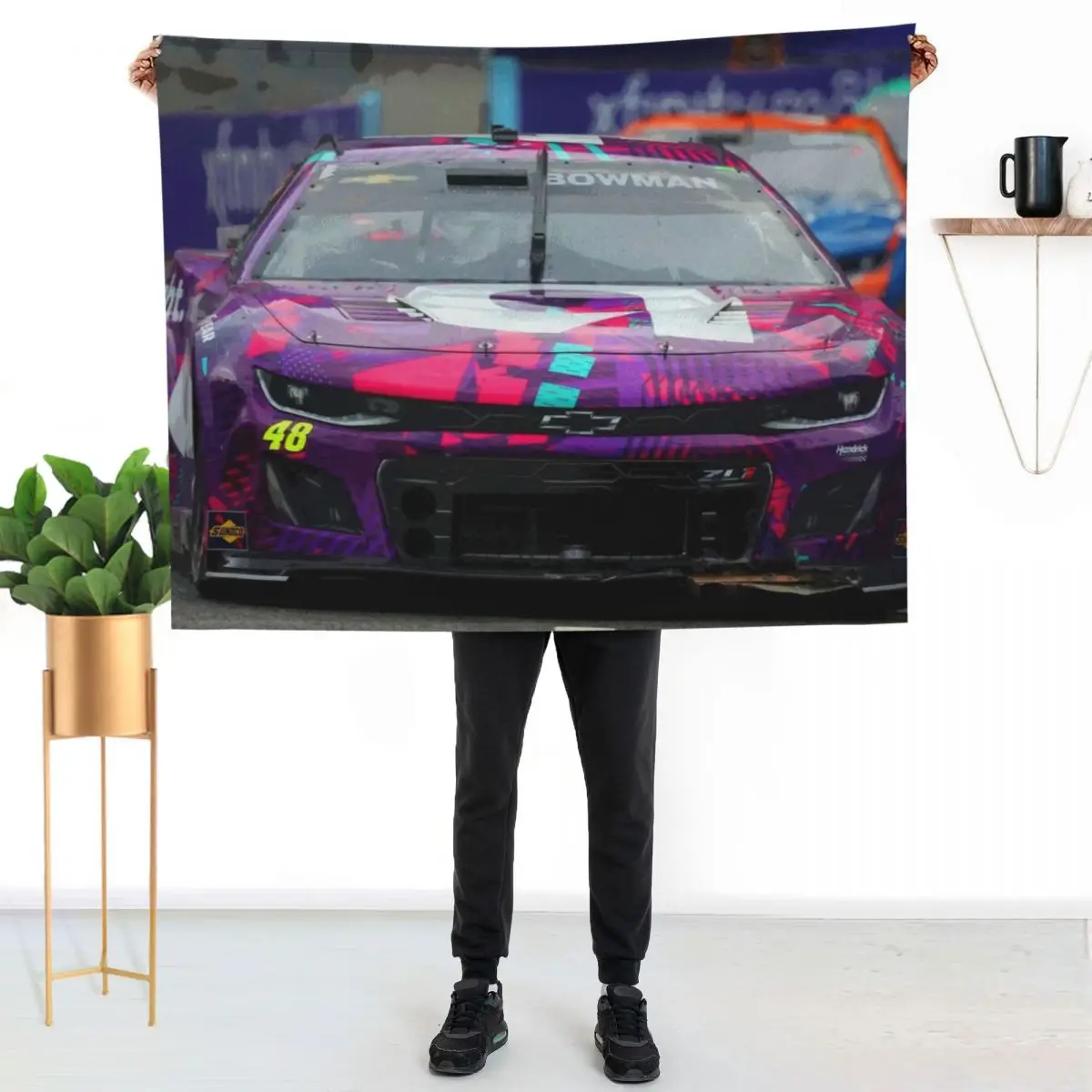 Alex Bowman racing on the Chicago street course 2024 abstract Throw Blanket Fashion Sofas Beautifuls Soft wednesday Blankets