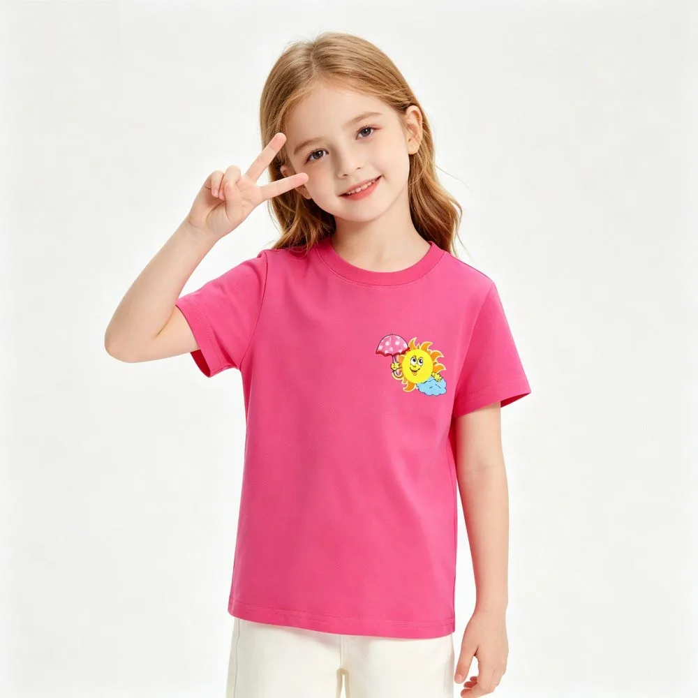 Little Girl T Shirt 1 2 to 3 5 6 7 8 10 12 14 Years Cotton White Pink Flamingo Teenage Summer Kids T Shirts Children's Clothing