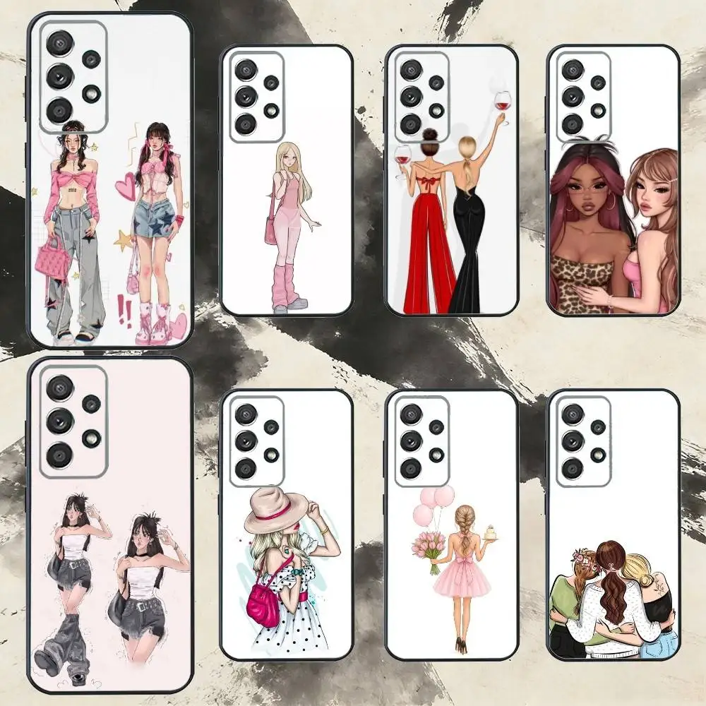 

Summer F-Fashion Girl Phone Case For Samsung S25,S24,S21,S22,S23,S30,Ultra,S20,Plus,Fe,Note,10,9,5G Black Cover