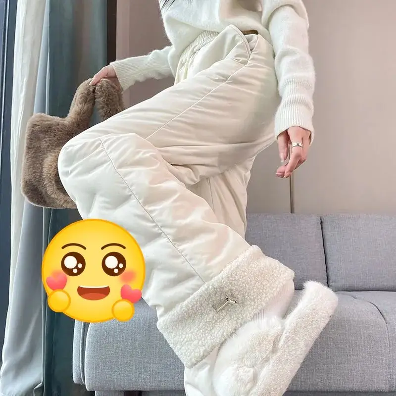 

Повседневные хлопковые брюки женские, зимние, новые, утепленные, с широкими штанинами, в стиле пэчворк, из овечьего флиса, северо-восточные хлопковые брюки