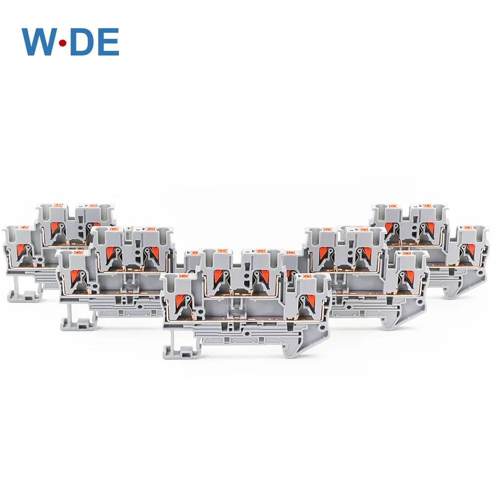 50Pcs PTTB-2.5 Din Rail Terminal Block Electrical Connector Double Layer Spring Wiring Connection Wire Conductor Terminal Block