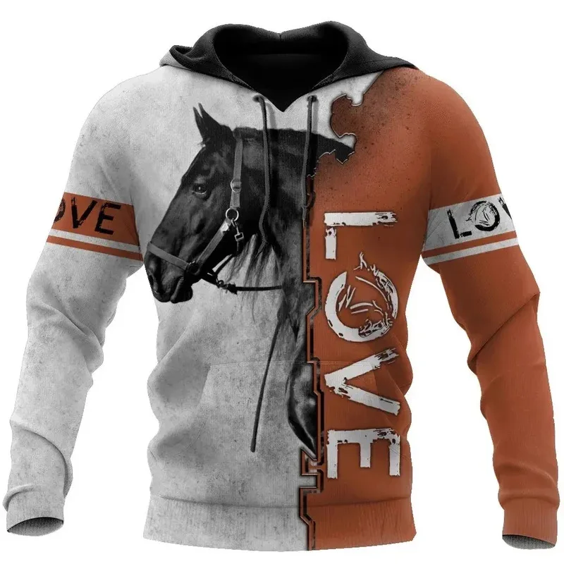 1 Piece Custom Your Picture Funny Beautiful Rodeo Horse Lover 3D Printed Men'S Hoodie Autumn Unisex Hoodies Casual Sportswear