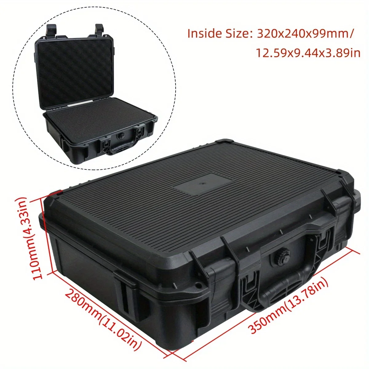 1 Stück tragbare, stoßfeste, wasserdichte, robuste Schutzhülle, vorgefertigter Schaumstoffeinsatz zum Anpassen, Aufbewahrungsbox für Werkzeuge. – Detail 6