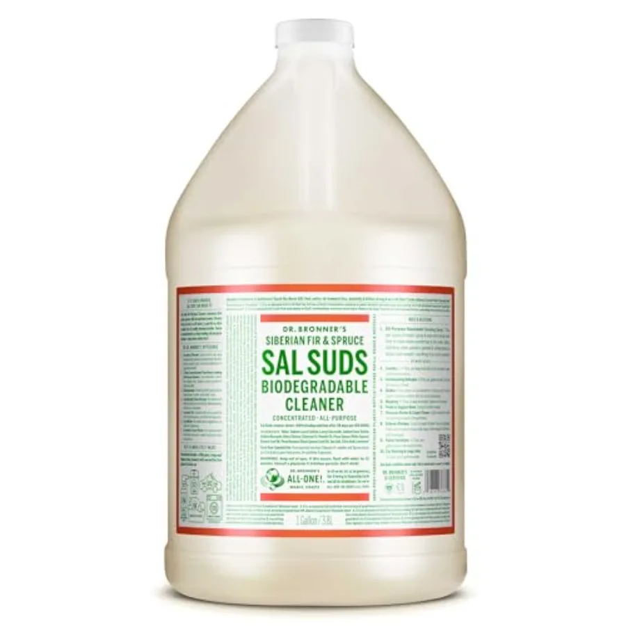 

Dr. Bronner's Sal Suds Biodegradable Cleaner Fir and Spruce, 1 Gallon All-Purpose Pine Mop Soap and Detergent for Floors, Multi
