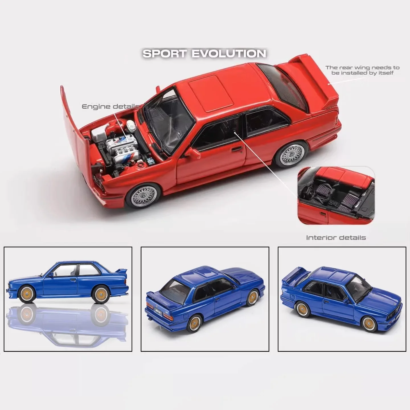 

Mortal 1:64 E30 M3 EVO Blue / Red Die-Cast Car Models