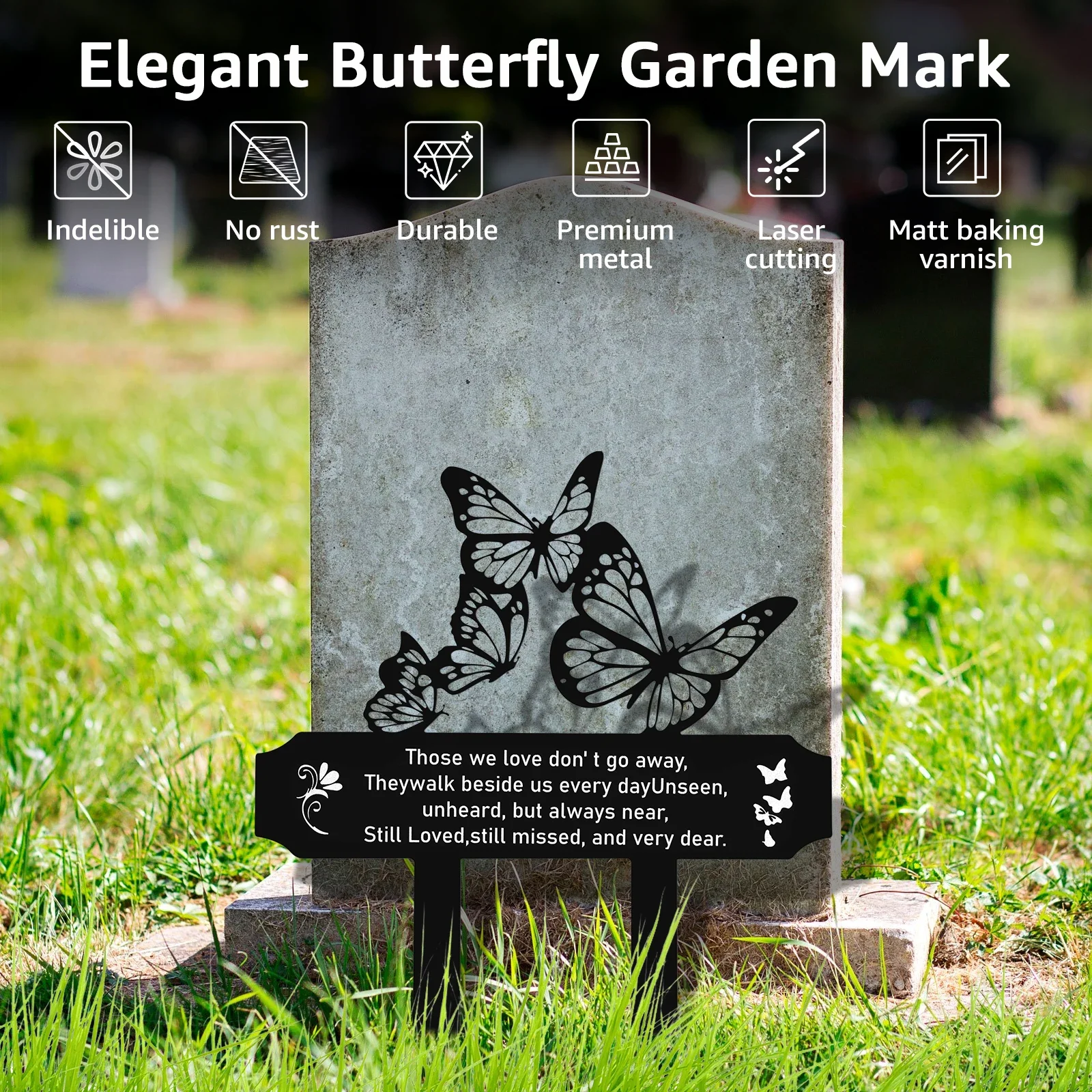 Butterfly Memorial Stake Butterfly Cemetery Decor for Grave Metal Grave Plaque Stake Marker Cemetery Grave Plaque Stake Markers