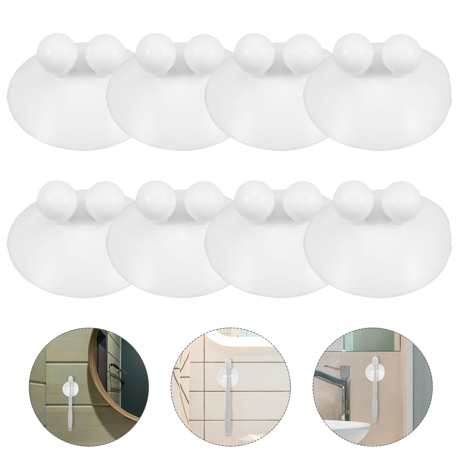 8Pcs Toothbrush Holder Suction Cup Plastic Wall Mount Bathroom Kitchen Toothbrush Head Organizer Stand Tooth Brush Holder
