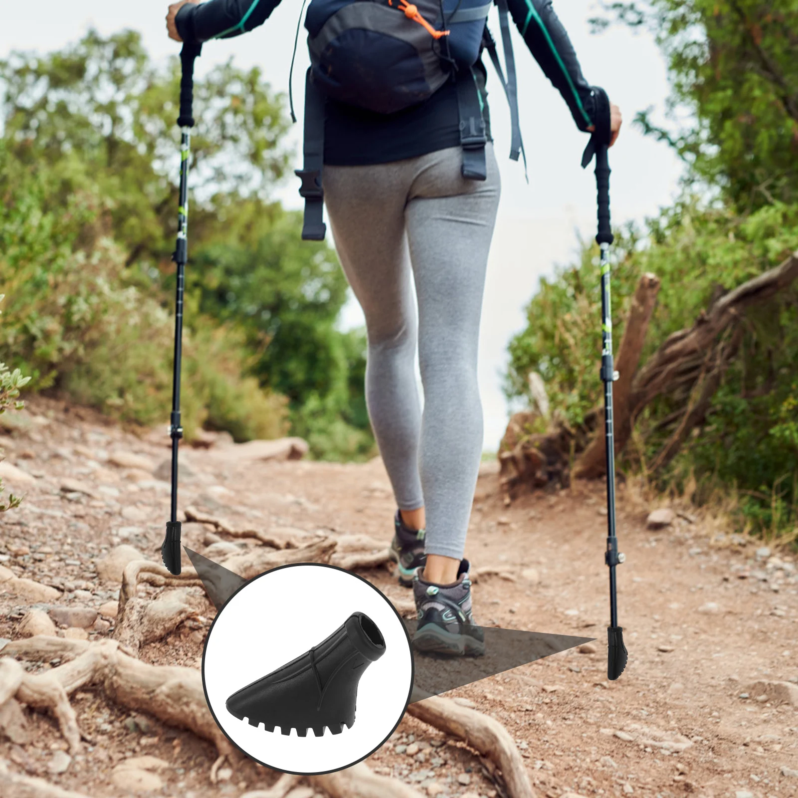 

Hiking Pole Trekking Pole Replacement Tips Rubber Caps Durable Anti Slip Shock Absorption for Walking Sticks Accessories