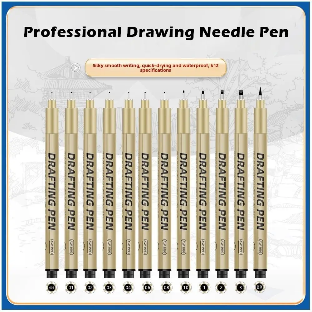 6/9/12pcs Professional Micron Fine Outline Pen Black Ink Smooth Drawing Pen Waterproof Marker Liner Comic Design