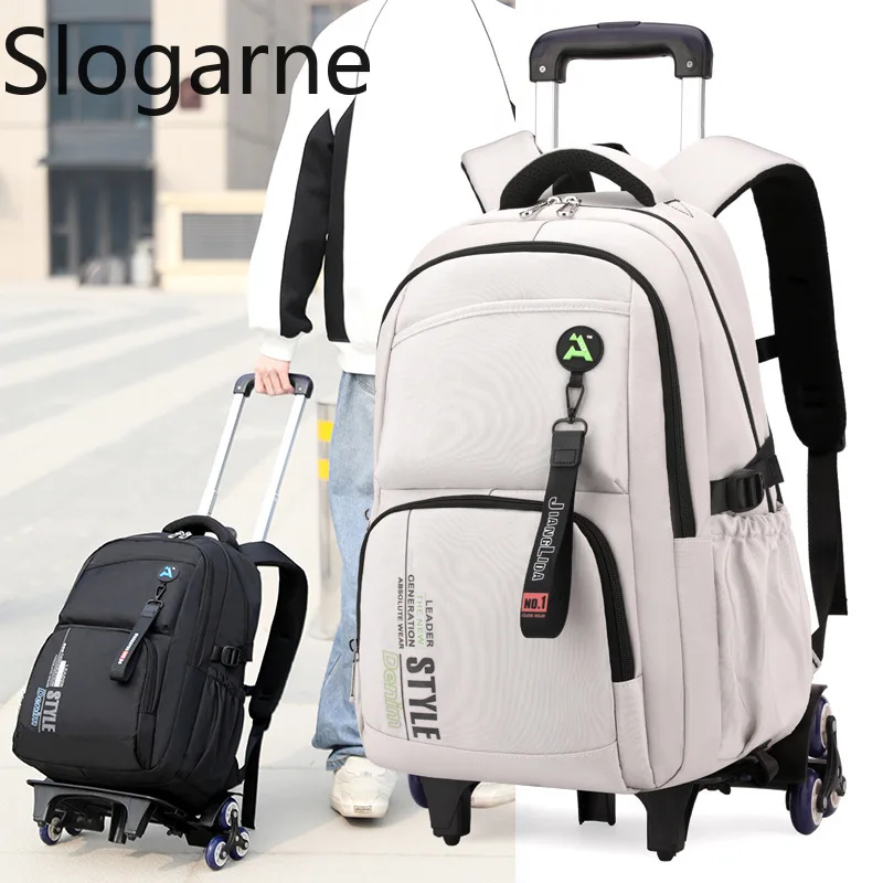 ZIRANYU New Trolley Backpack Students Large Capacity Schoolbag Children School Bags Men Casual Travel Backpacks Rolling Bookbag
