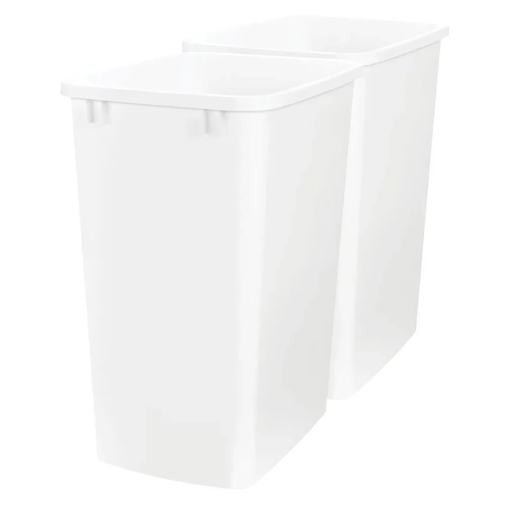 Polymer Replacement 35 Quart Trash Bin Recycle Waste Garbage Container for Kitchen Cabinet Pullouts, 2 Pack,