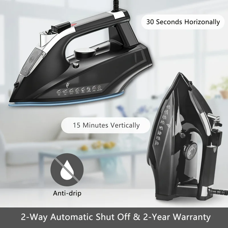 1800W High-Power Moosoo Steam Iron, Lightweight Anti-Drip Dry Iron with Auto-Off Function, ST1800 Model