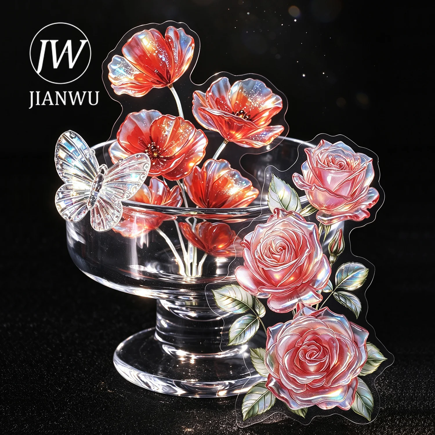 JIANWU Vintage Flower Bloom Landscape Material Collage Scrapbooking PET Sticker Creative DIY Journal Stationery view 3