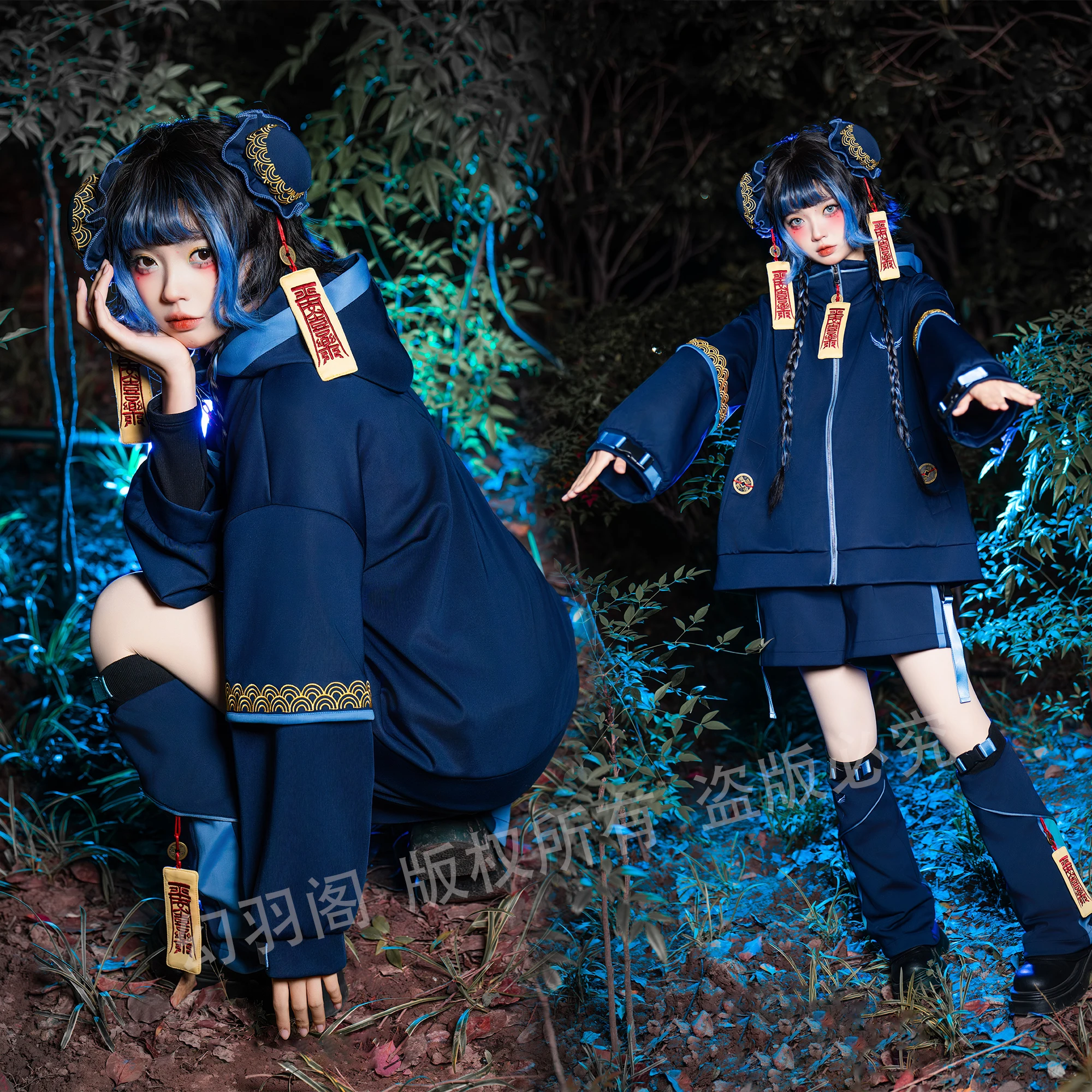 

Little Zombie Halloween Cosplay Costume 2D Daily Wearable Outfit Women's Set Autumn Jacket + Shorts + Leg Warmers + Headwear