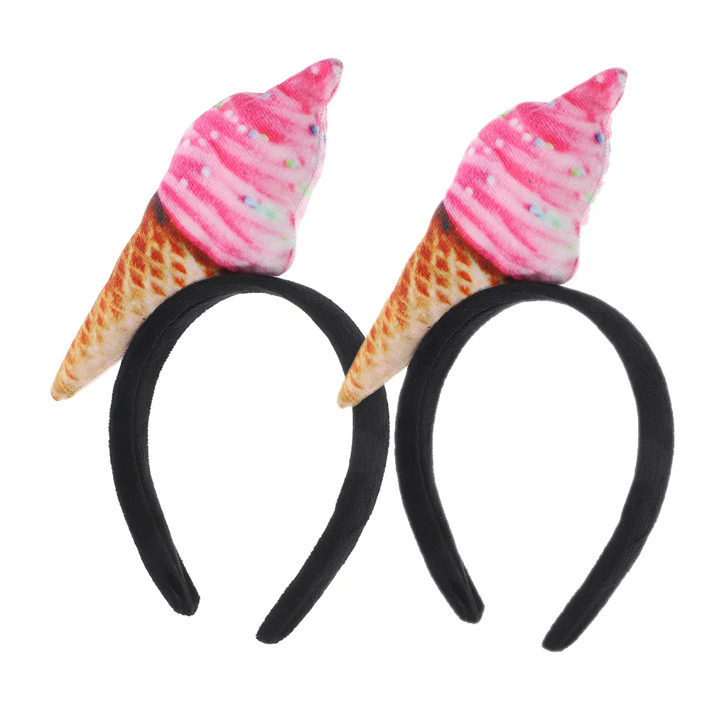 

2 Pcs The Banner Ice Cream Headband Baby Hair Bands Halloween Headbands Fabric Party Hat