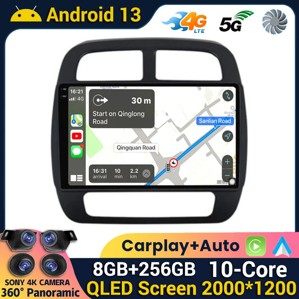 Android 13 Carplay For Renault KWID K-ZE Dacia spring 2015 2016 2017 2018 2019 Car Radio Multimedia Player GPS DSP WIFI+4G LTE