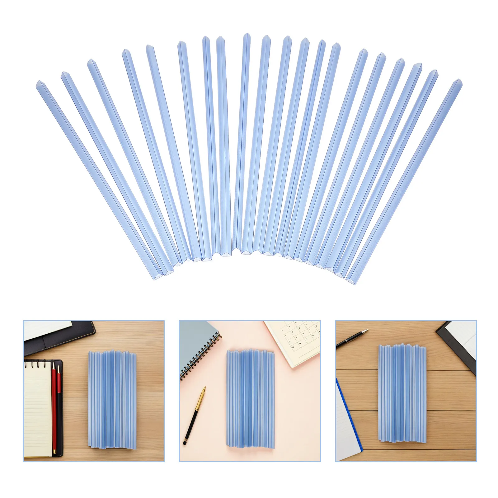 20 pièces de barres de reliure en plastique transparentes à glissière pour couvertures de rapports A4, pour l'organisation de documents de bureau et d'école, présentations.
