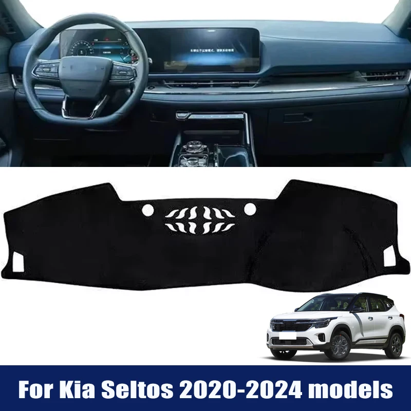 

For Kia Seltos 2020-2024 Models Car Accessories Car Dashboard Cover Sun Shade Mats Avoid Light Pads Instrument Panel Protective