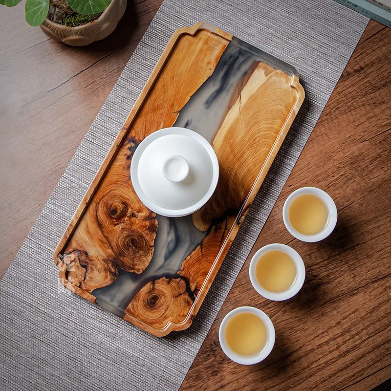 DSA resin dry brewing table wooden tray handmade solid wood pot bearing small tea tray dry brewing table rectangular
