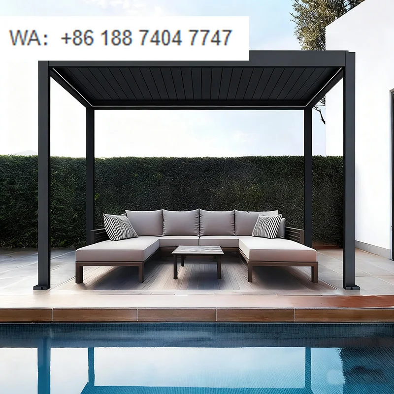 2025 OEM Factory Bioclimatic Aluminum Louvered Pergola-Motorized Balcony Garden Buildings Outdoor Structure Side Sun Screen