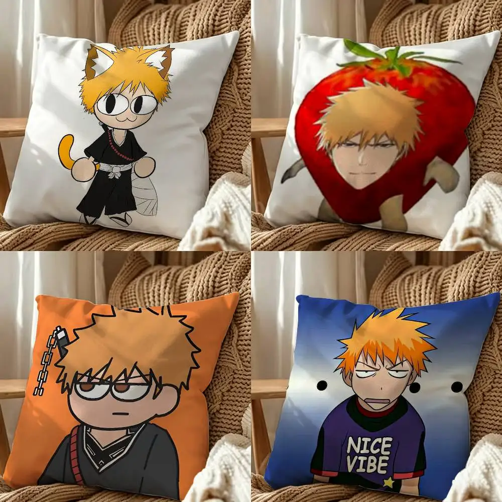 Ichigo Kurosaki Bleach Double-Sided Printed Cushion Cover Bedroom Bedside Sofa Pillow Case