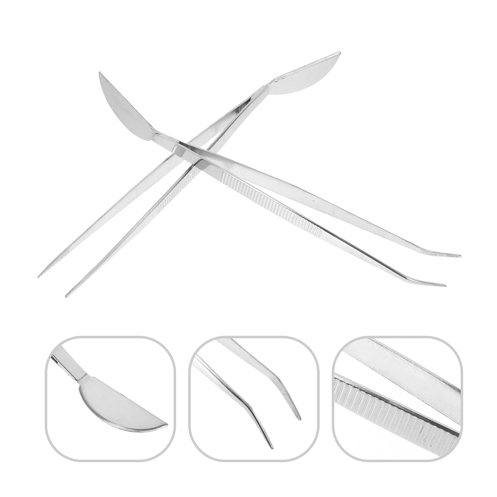 

2Pcs Bonsai Tweezers Stainless Steel Multifunctional Rake Scraper Tool Ergonomic Handle Gardening Plant Care Supplies