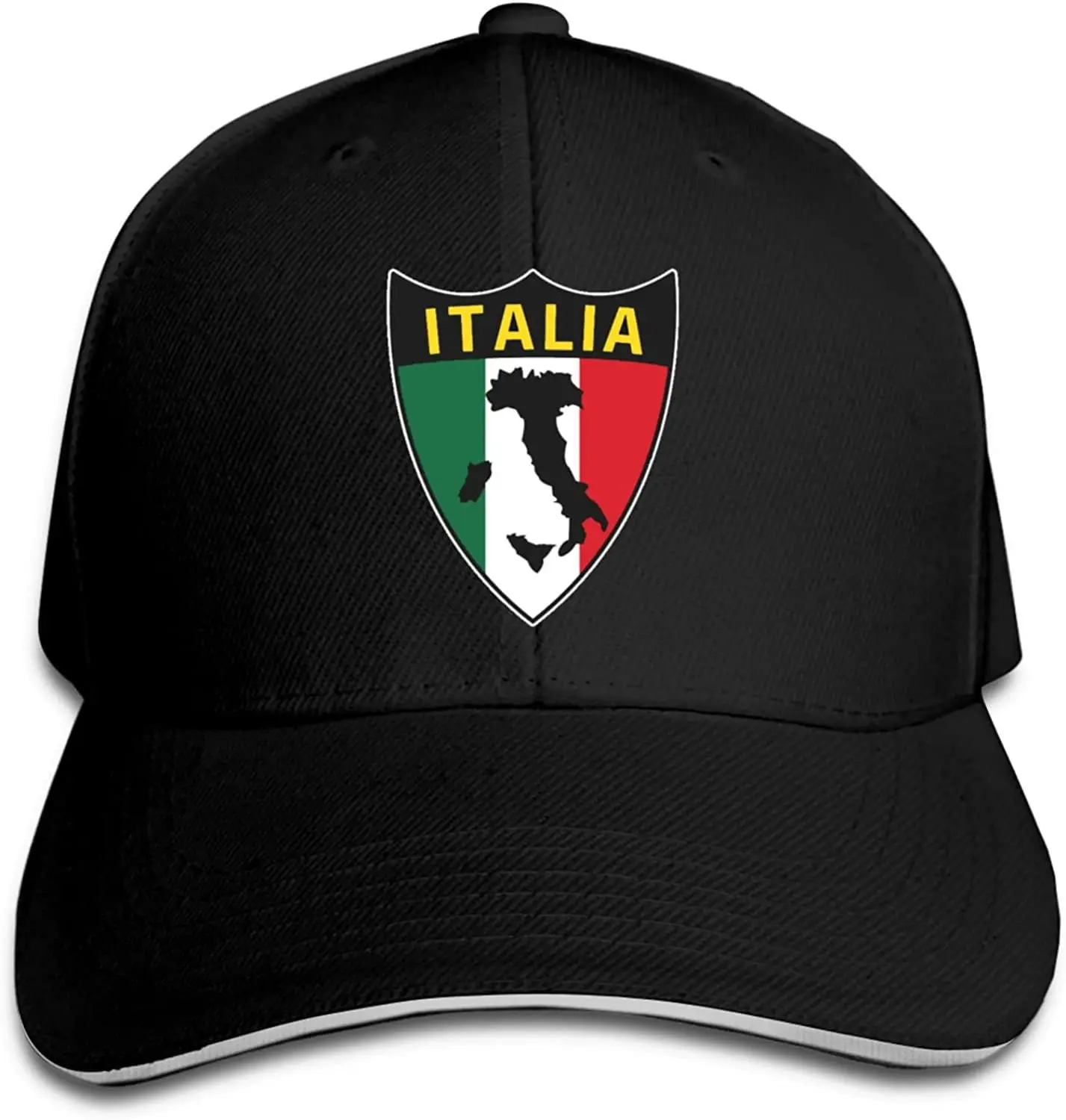 

Italian Italy Italia Shield Flag Unisex Baseball Cap Adjustable Hat Sandwich Cap Hip Hop Hats Trucker Dad Caps Black