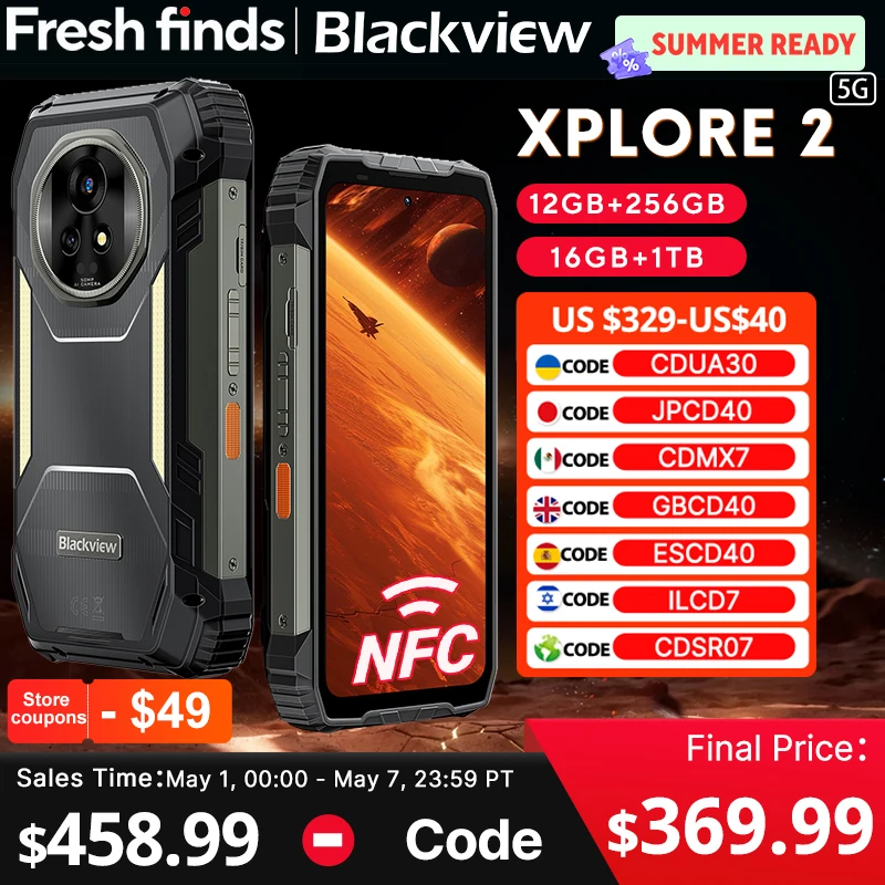 【World premiere】Blackview XPLORE 2 Rugged Phone 5G 6.73” 3.2K AMOLED Display 20000mAh MediaTek Dimensity 8300 120W Charger