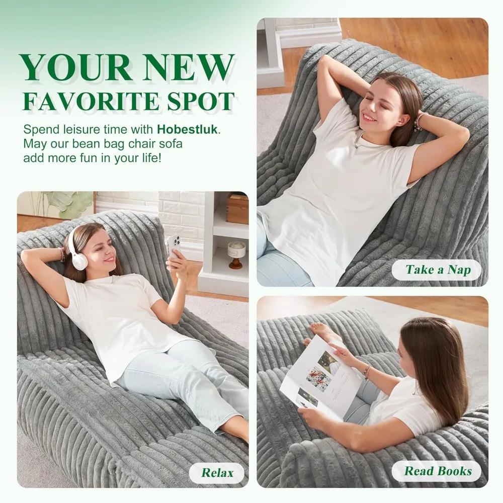 كرسي بين باج كبير للبالغين مع حشوة إسفنجية الذاكرة لغرفة المعيشة وصالة غرفة النوم #6