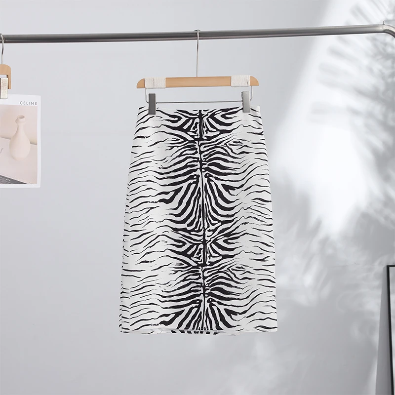 Damen-Herbstrock mit Zebra-Print, modisch, hohe Taille, schmal geschnitten, vielseitig kombinierbar, langer Rock, Damenmode 2026, schicker Winter-Look, Streetwear für Damen – Detail 1