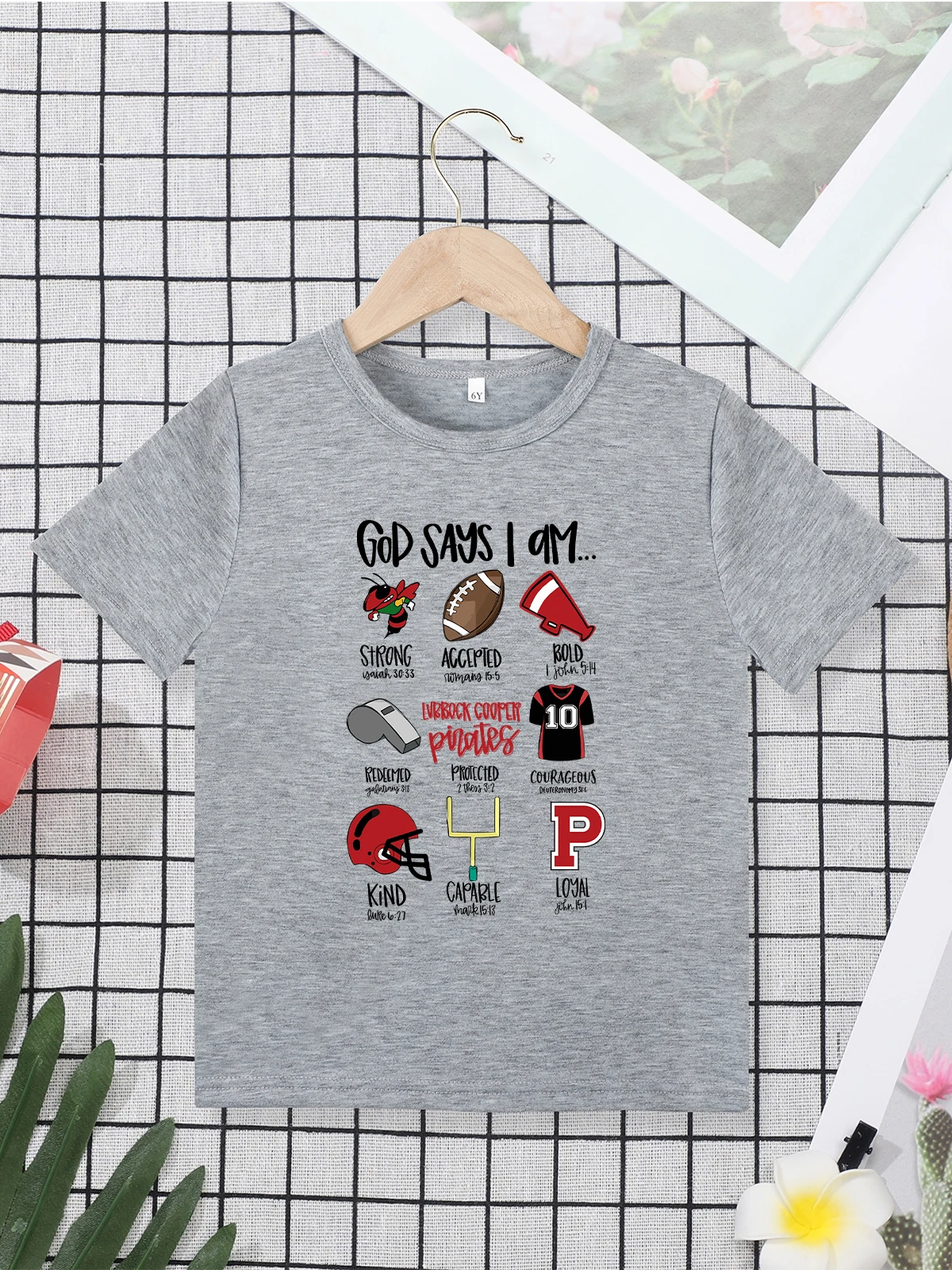 

Stylish Boys T-shirt Grey “God Says I Am...” Pattern Print 2 to 7 Years Kids T Shirt Outdoor Comfy Breathable Casual Sports Tops