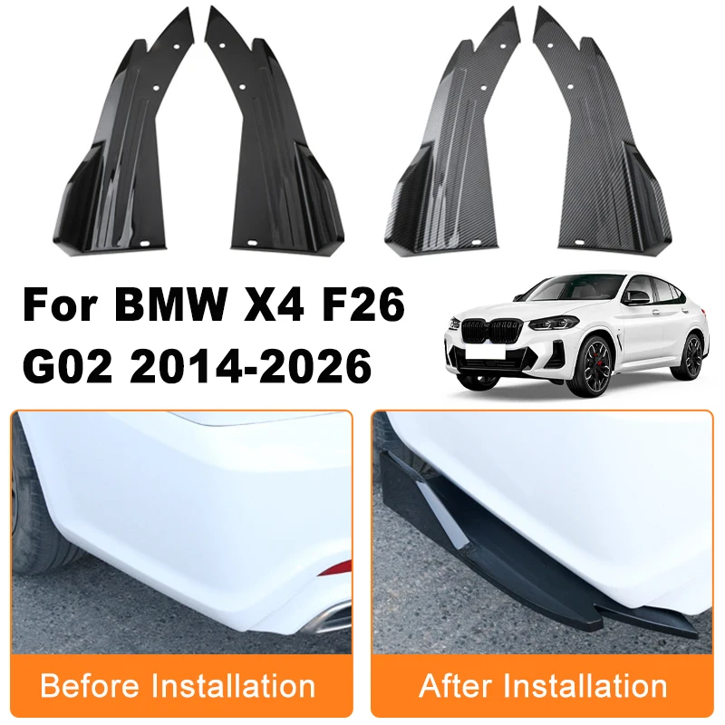 

Car Rear Bumper Spoiler Lip Diffuser Side Skirt Splitter Wrap Angle Anti-Crash Protection Trim For BMW X4 F26 G02 2014-2026 2015