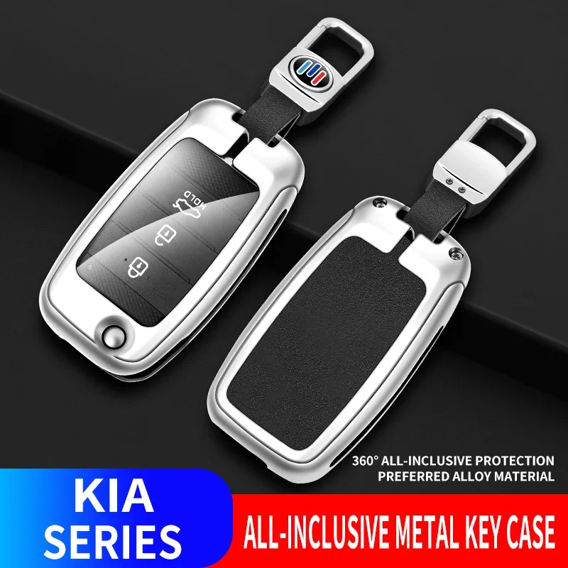 Liga de zinco couro caso chave do carro capa para kia rio 3 k2 k3 k4 k5 sportage picanto optima soul ceed sorento forte stinger cerato