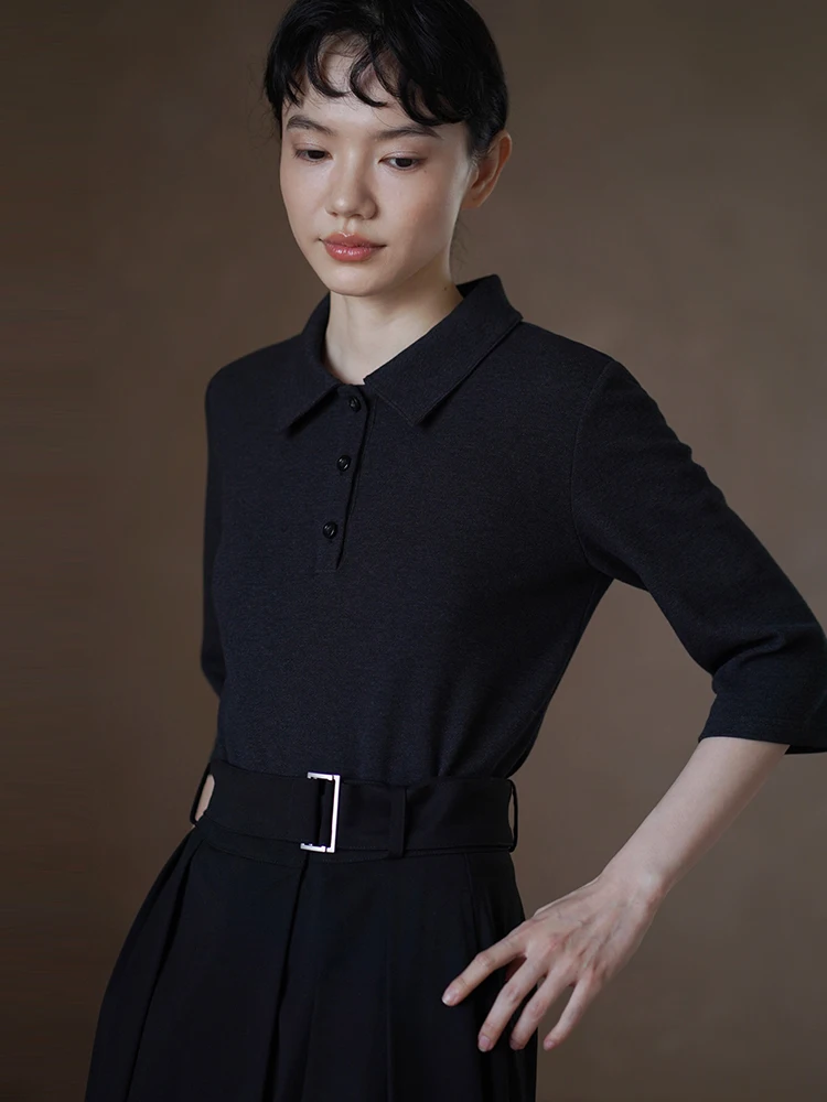 

Хакикики, мягкая футболка из 00% хлопка, облегающая рубашка для поездок на работу, простой дизайн, женский топ из смеси хлопка ort Sve