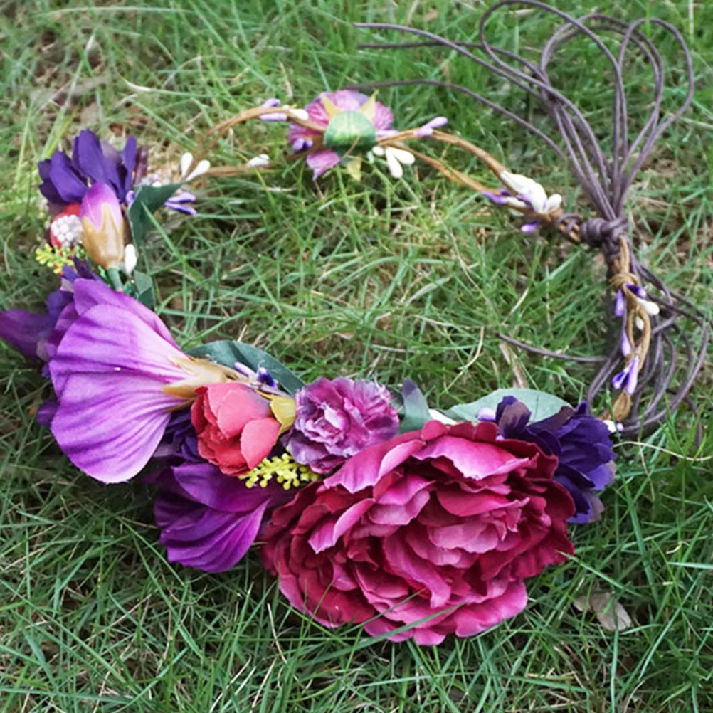 

Flower Headb Hair Accessories Bridal Bride Headgear Wreath Violet Bridesmaid One Size Fits Comfortable Wear Costume Accessory