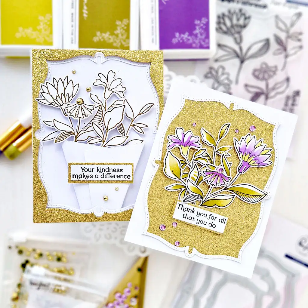 Nowe metalowe matryce do wycinania Fantazyjne prostokątne oprawione Art Bloom Die Stamp Seal Botanicals Mountains Stencil DIY Album Scrapbooking