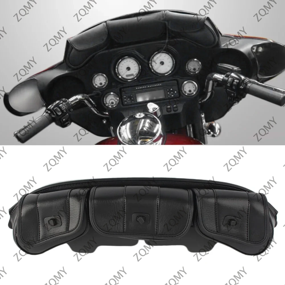 Motorcycle 3 Pocket Windshield Fairing Pouch Bag for Harley Touring Electra Glide 1996-2006 2007 2008 2009 2010 2011 2012 2013