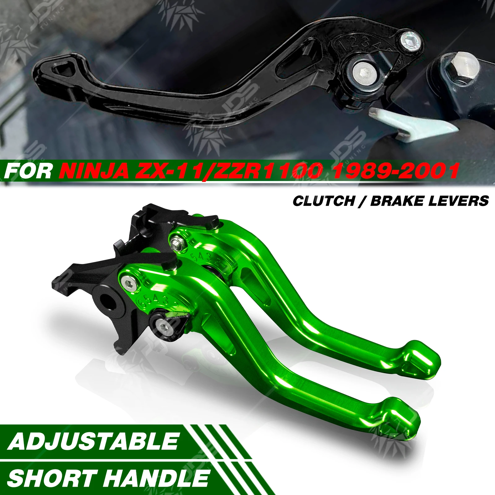 For Kawasaki NINJA ZX11/ZZR1100 1989-2001 Racing Short Brake Lever Set Adjustable Handle Levers Three-Fingers Accessories Parts