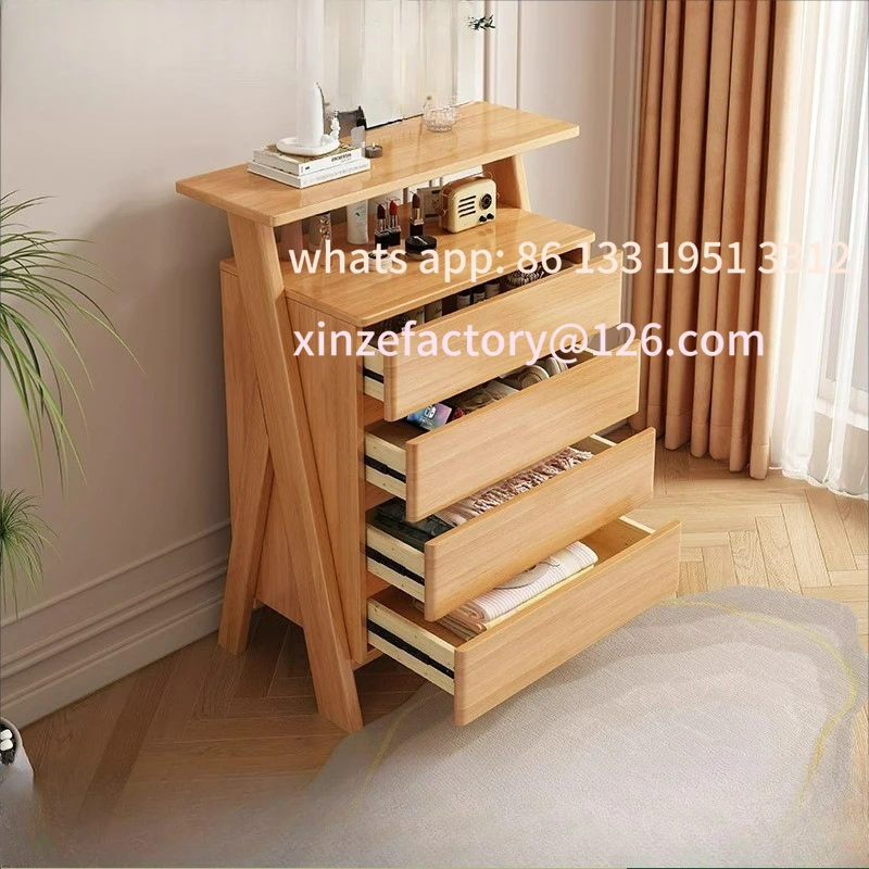 

Customizable four buckets solid wood width 60cm bedroom chest of drawers simple bedside locker