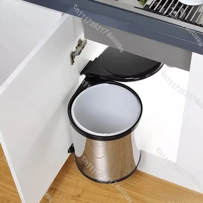 Premium Stainless Steel Hidden Pull Out Cabinet Trash Bin Waterproof Built In Under Sink Kitchen Waste Storage Organizer
