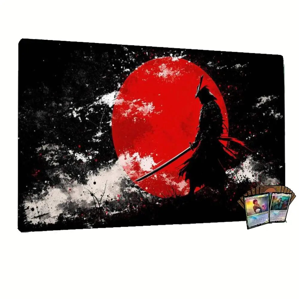 Red Sunset Maple Scenery Silhouette Large Game Playmat Non Slip Large Mouse Pad for Gaming Table