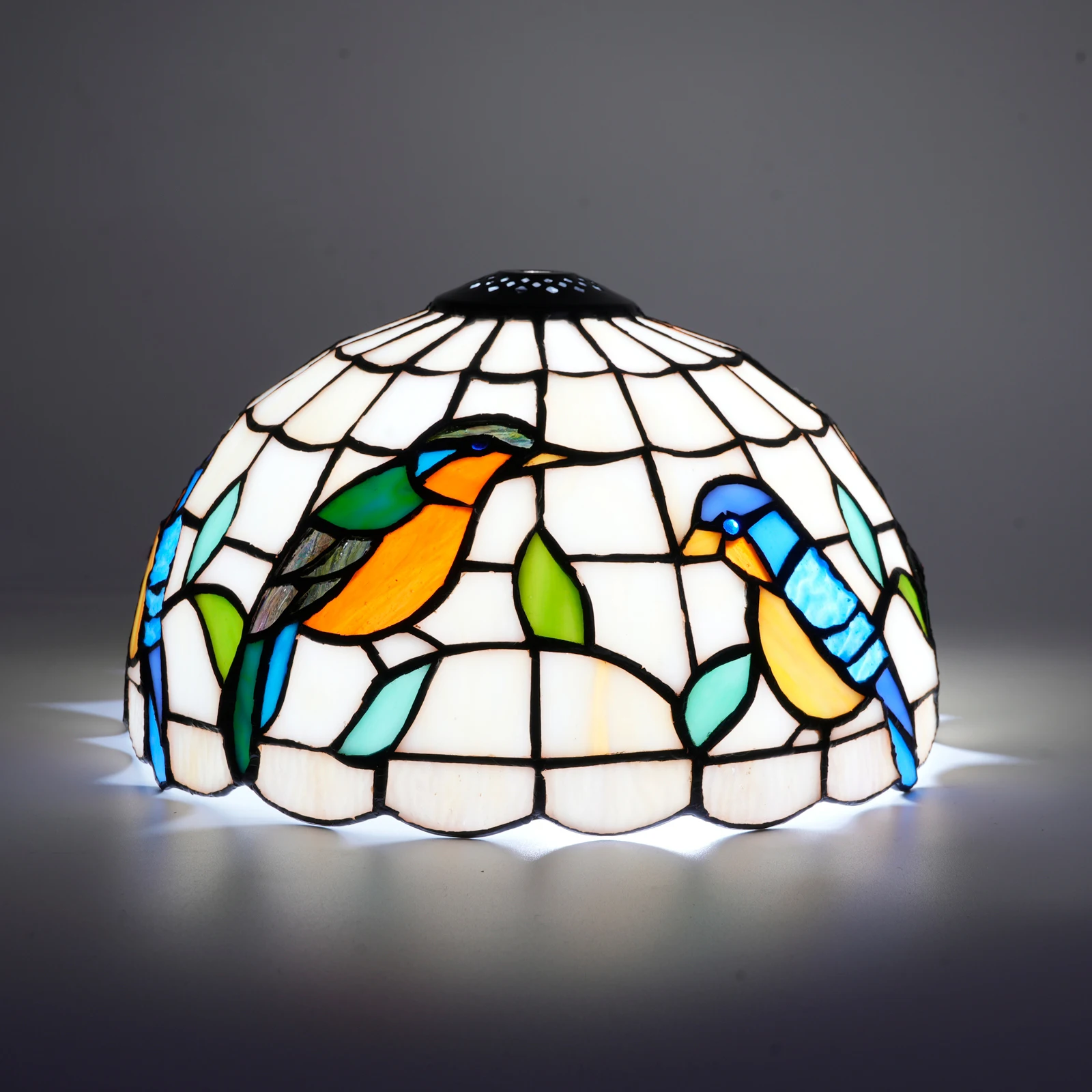 Pastorable Style Stained Glass Lampshades Replacement Only 10 Inch Handmade Flower Bird Lamp Shade Fit for Table lamp Pendant Li