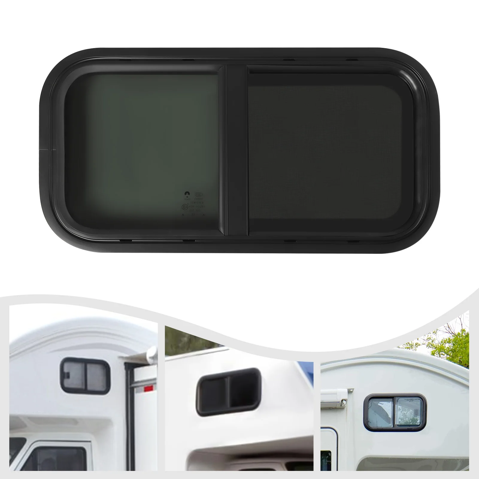 Caravan Side Window 60x30cm/70x40cm RV Trailer Sliding Tempered Glass Screen Insect Protection