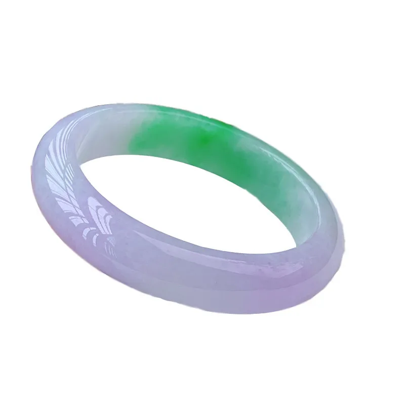 Myanmar Spring Color Jade , Type, Natural Old Mine Jadeite, Perfectly Round, Ice-Waxy Violet Bracelet, Gift