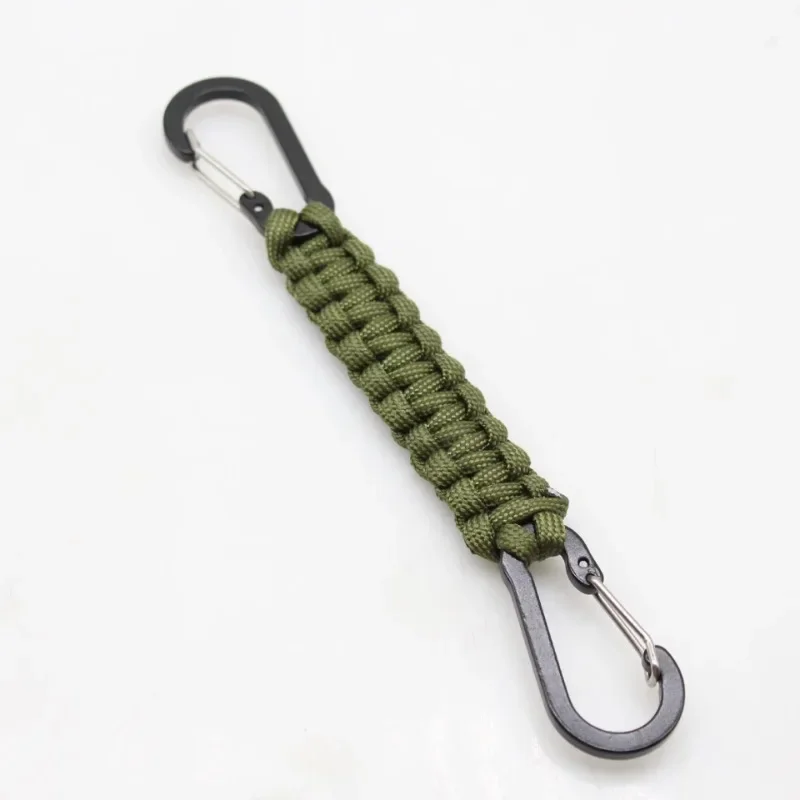 

Dual Carabiner Clip Paracord Keychain Suitable For Backpack Hiking Water Bottle Heavy-Duty Survival Emergency Outdoor Camping