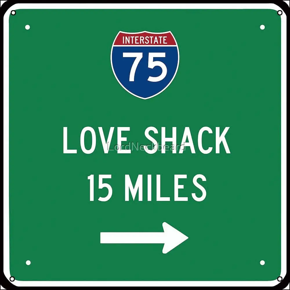 Jitipozy Love Shack 15 Miles Poster Metal Sign 12 x 12 inches Funny for Home Man Cave Garage Wall Decorations