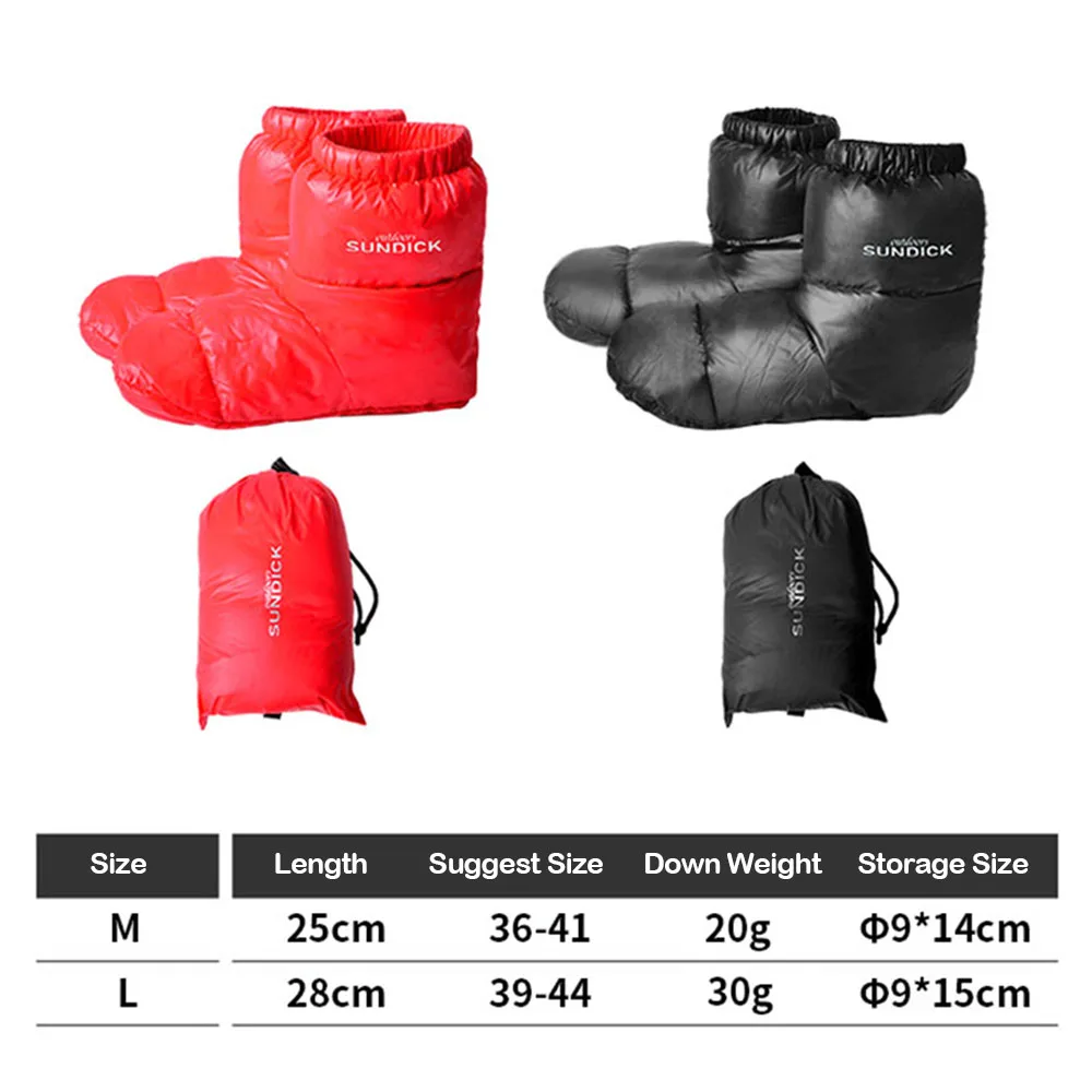남녀공용 야외 캠핑 슬리퍼, 따뜻한 양말, 따뜻한 부츠, 덕다운 부츠, 침낭, 겨울